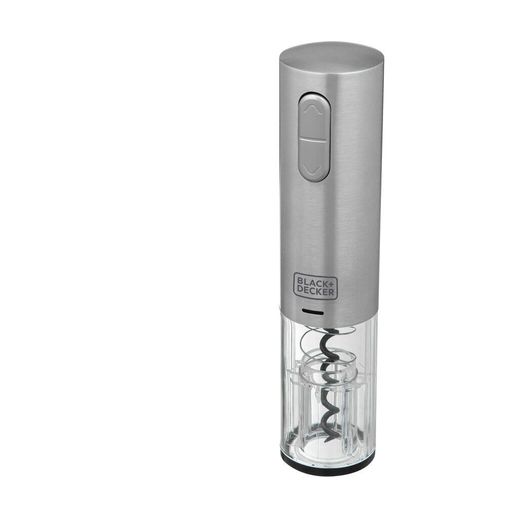 Abridor de Vinho à Bateria Black Decker Gourmand Gris W10, Saca Rolhas com Carregamento USB - Inox - 1