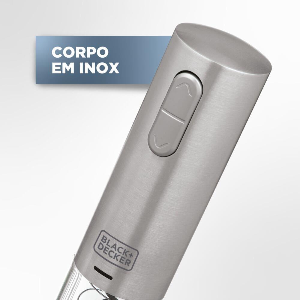 Abridor de Vinho à Bateria Black Decker Gourmand Gris W10, Saca Rolhas com Carregamento USB - Inox - 7