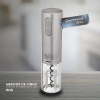 Abridor de Vinho à Bateria Black Decker Gourmand Gris W10, Saca Rolhas com Carregamento USB - Inox - 6
