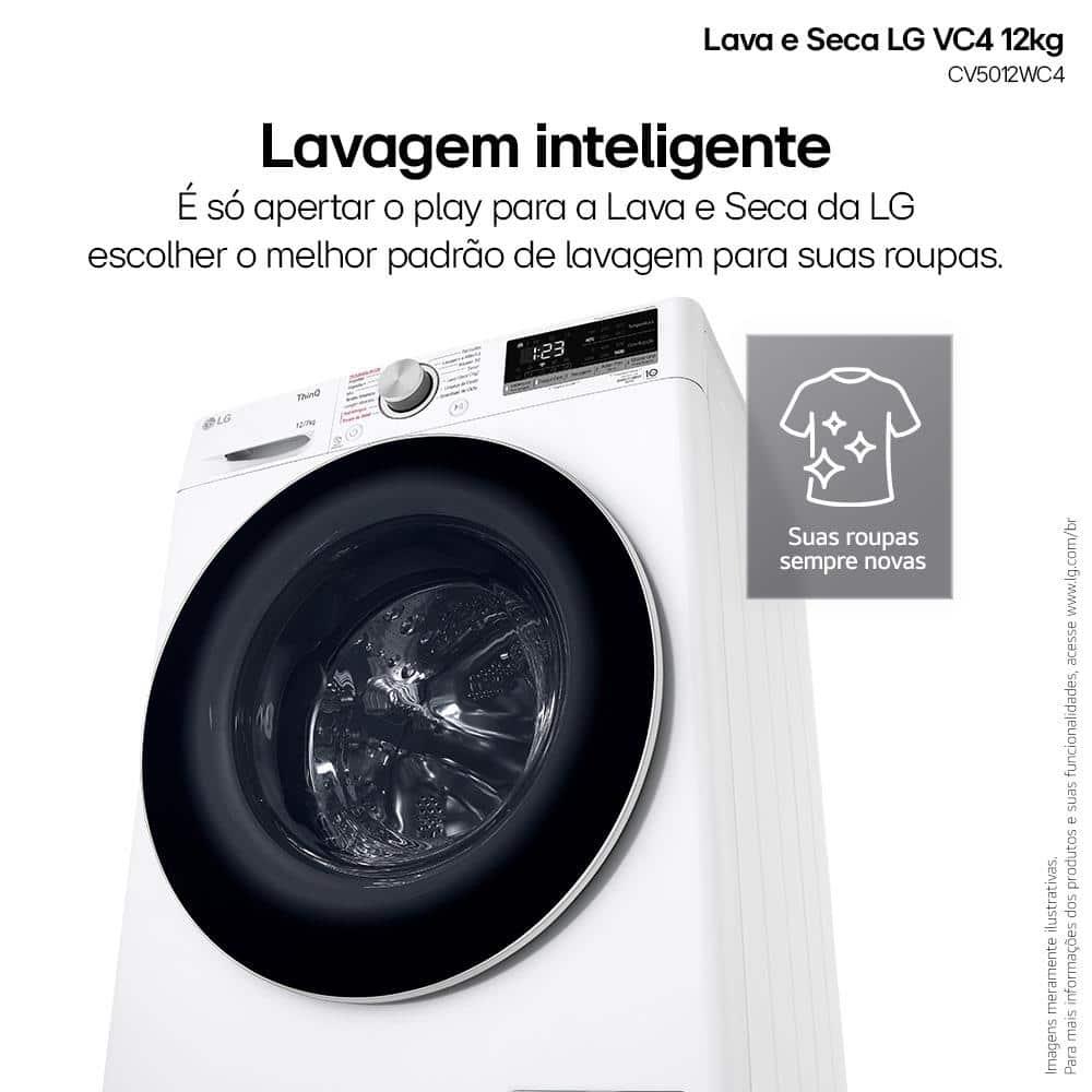 Lava e Seca LG 12Kg/7Kg Smart VC4 com Inteligência Artificial AI DD™ CV5012WC4 - Branca - 4