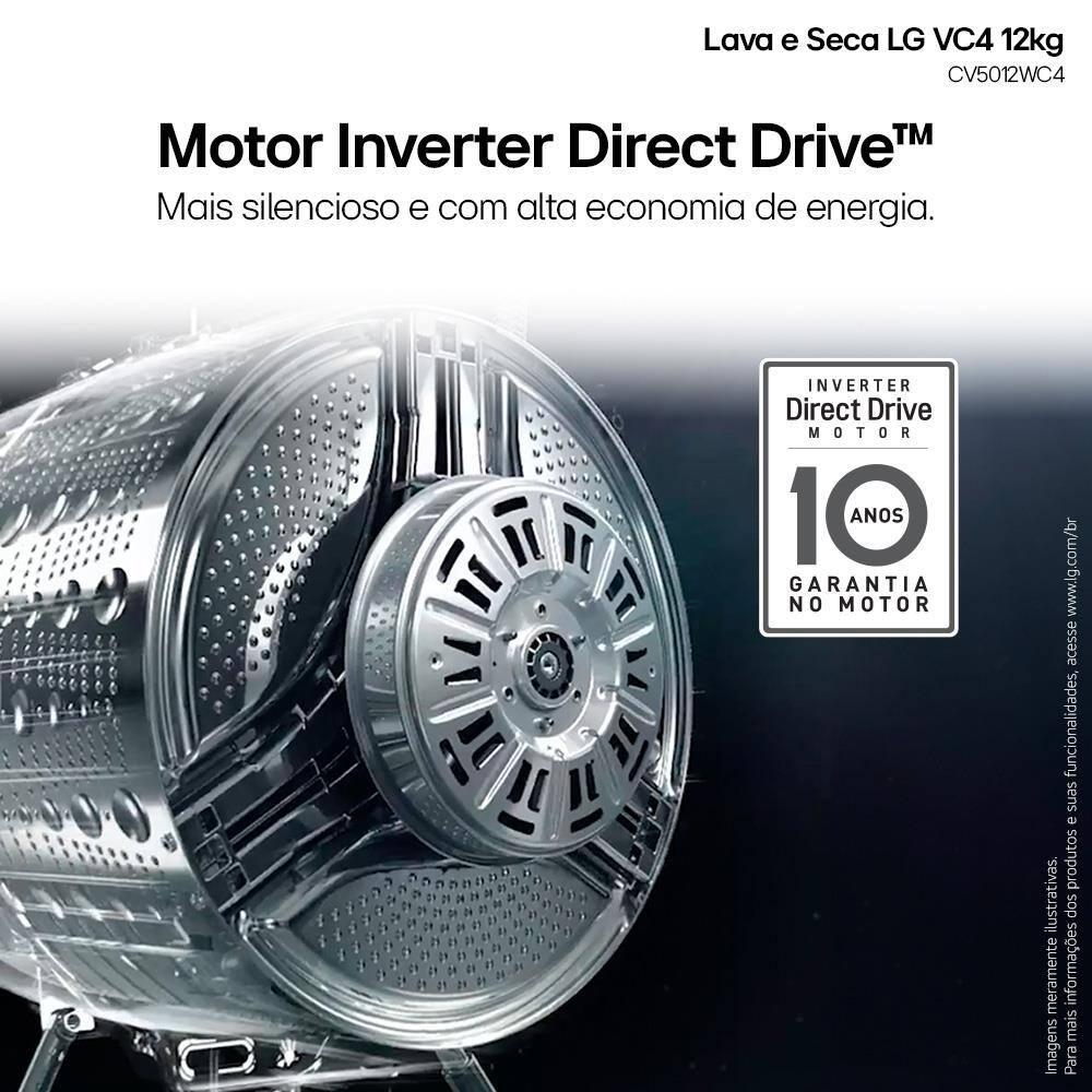 Lava e Seca LG 12Kg/7Kg Smart VC4 com Inteligência Artificial AI DD™ CV5012WC4 - Branca - 8