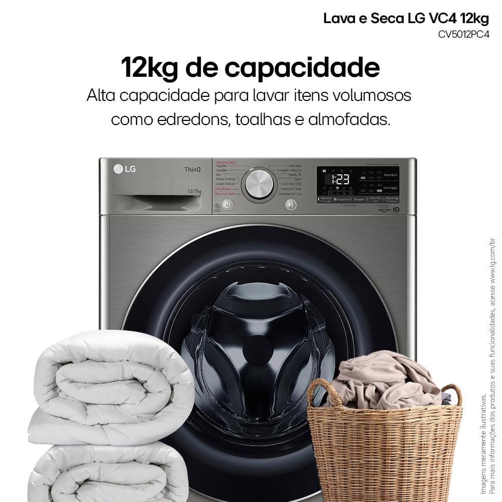 Lava e Seca LG 12Kg/7Kg Smart VC4 com Inteligência Artificial AI DD™ CV5012PC4 - Inox - 3
