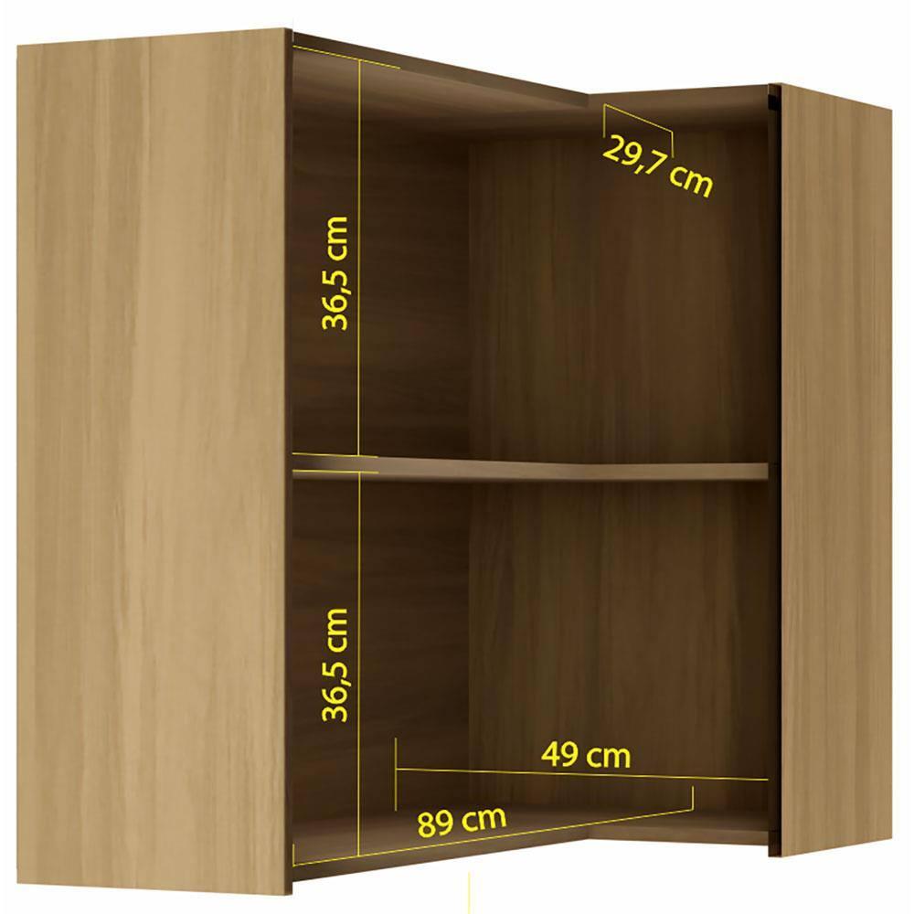 Armário Aéreo de Canto Nesher Rainha em MDF 15mm com 2 Portas e 1 Prateleira - 92cm de largura - 4