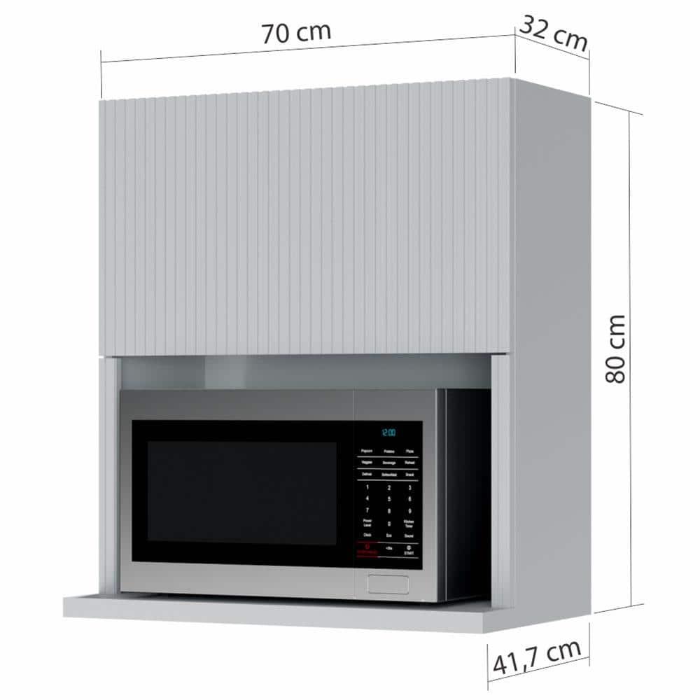 Armário Aéreo Nesher Rainha em MDF 15mm com Nicho para Micro-ondas, 1 Porta e 1 Prateleira - 70cm de largura - 2