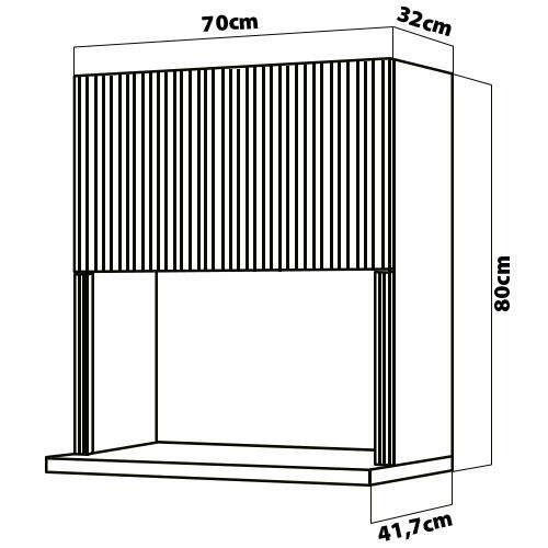 Armário Aéreo Nesher Rainha em MDF 15mm com Nicho para Micro-ondas, 1 Porta e 1 Prateleira - 70cm de largura - 4