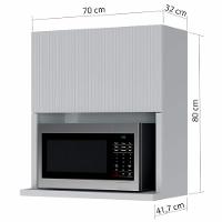 Armário Aéreo Nesher Rainha em MDF 15mm com Nicho para Micro-ondas, 1 Porta e 1 Prateleira - 70cm de largura - 2