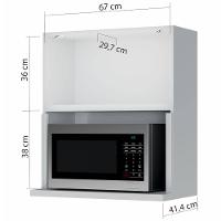 Armário Aéreo Nesher Rainha em MDF 15mm com Nicho para Micro-ondas, 1 Porta e 1 Prateleira - 70cm de largura - 3