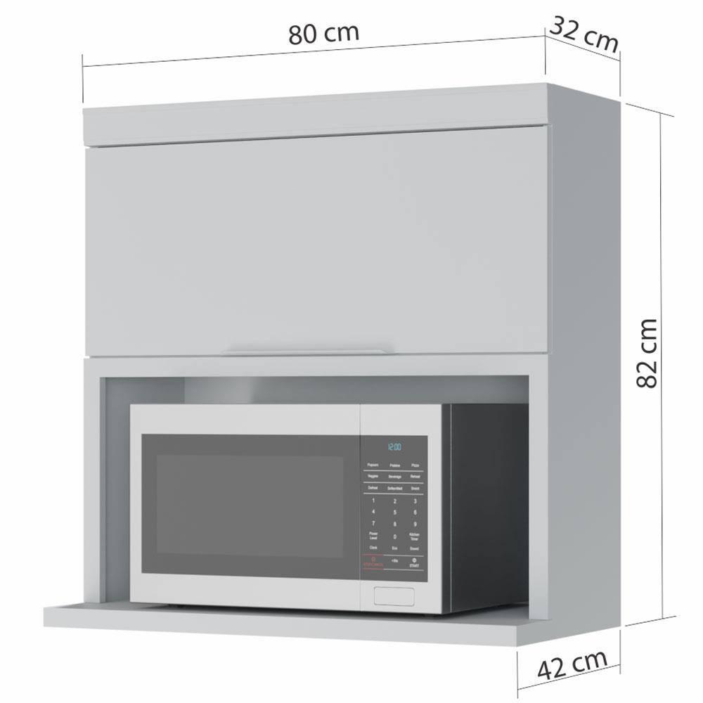 Armário Aéreo Nesher Marquesa em MDF 15mm com Nicho para Micro-ondas, 1 Porta e 1 Prateleira - 80cm de largura - 2