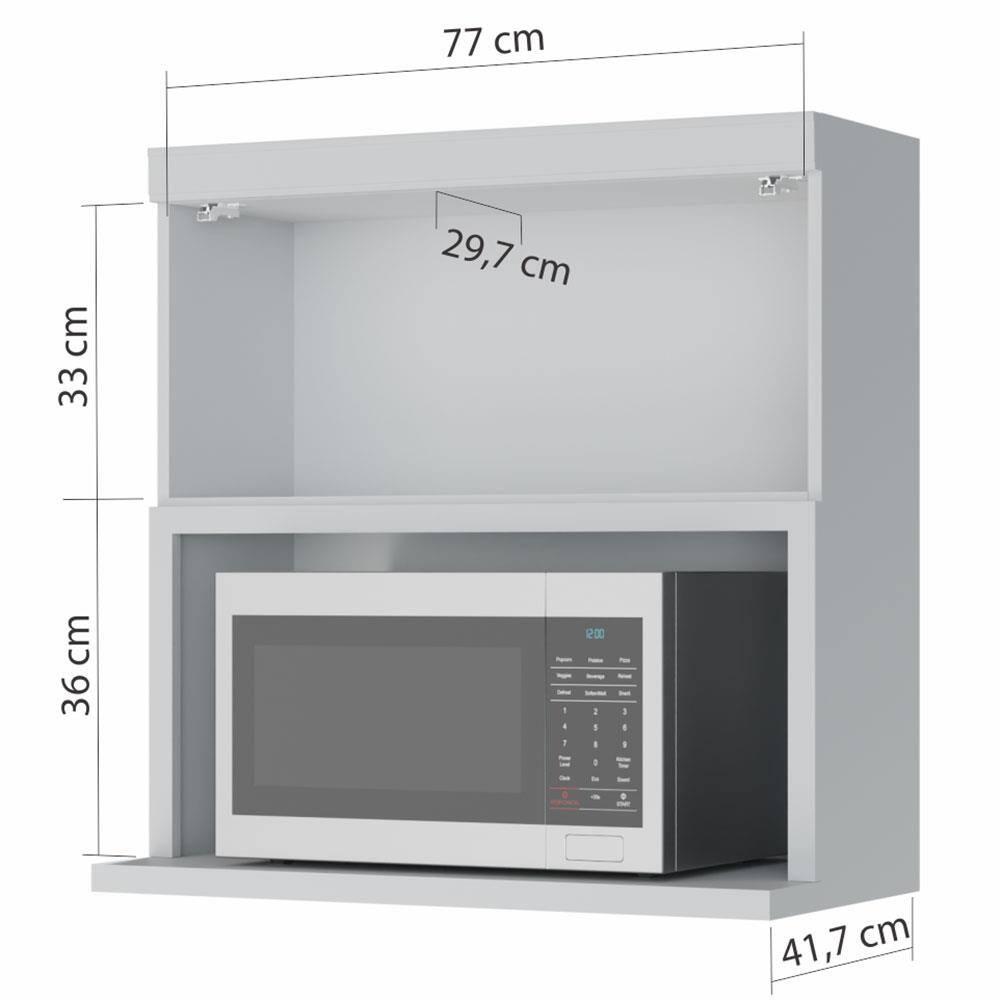Armário Aéreo Nesher Marquesa em MDF 15mm com Nicho para Micro-ondas, 1 Porta e 1 Prateleira - 80cm de largura - 3
