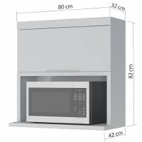 Armário Aéreo Nesher Marquesa em MDF 15mm com Nicho para Micro-ondas, 1 Porta e 1 Prateleira - 80cm de largura - 2