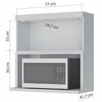 Armário Aéreo Nesher Marquesa em MDF 15mm com Nicho para Micro-ondas, 1 Porta e 1 Prateleira - 80cm de largura - 3