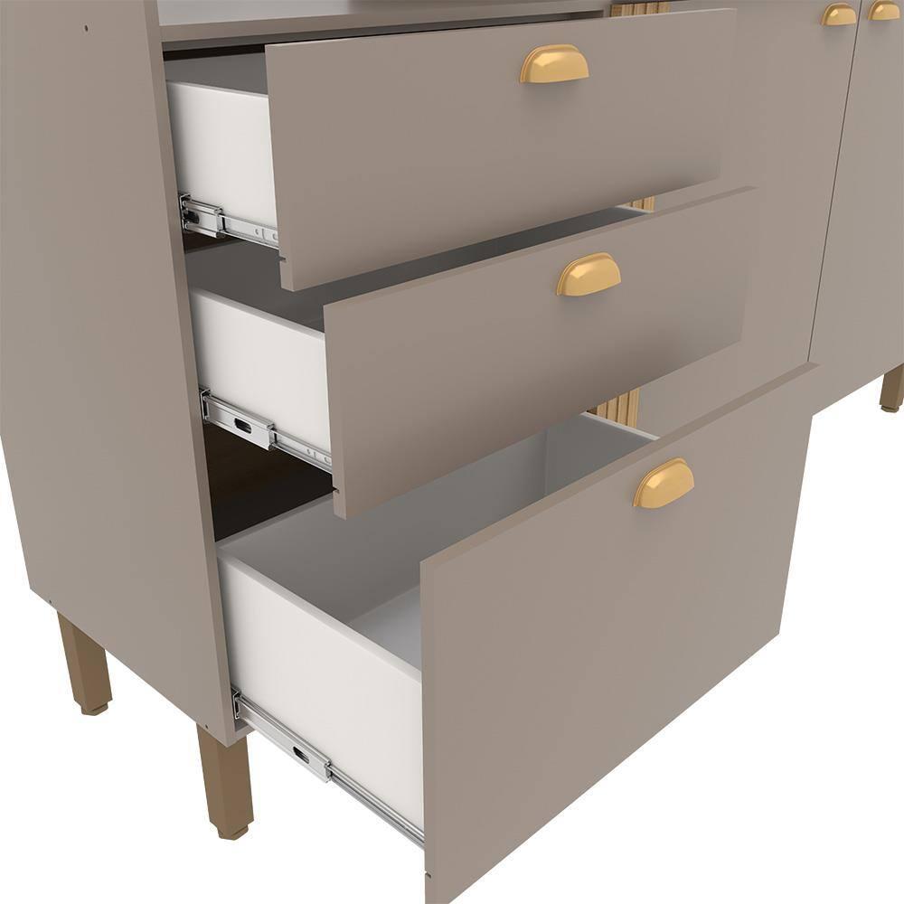 Cozinha Compacta Bartira Pérola com 5 Portas, 2 Gavetas, 1 Gavetão e 4 Prateleiras - 251cm de largura - 6