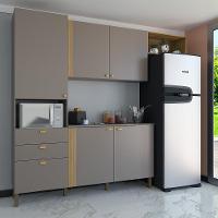 Cozinha Compacta Bartira Pérola com 5 Portas, 2 Gavetas, 1 Gavetão e 4 Prateleiras - 251cm de largura - 1