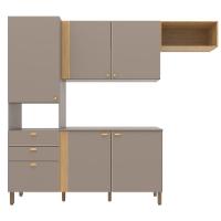 Cozinha Compacta Bartira Pérola com 5 Portas, 2 Gavetas, 1 Gavetão e 4 Prateleiras - 251cm de largura - 2