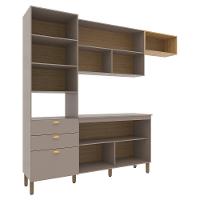 Cozinha Compacta Bartira Pérola com 5 Portas, 2 Gavetas, 1 Gavetão e 4 Prateleiras - 251cm de largura - 5