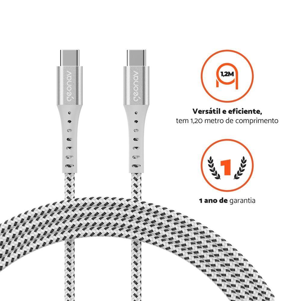 Cabo USB-C ESC06WT em Nylon Trançado Geonav – 1,2 metro - 7