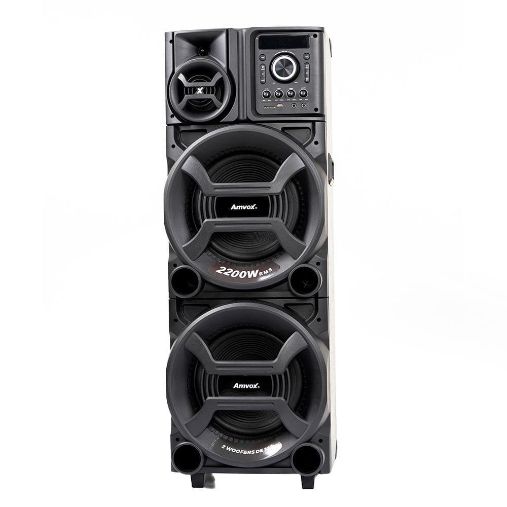Caixa Amplificadora Amvox Pesadão Black ACA 2201 com Bluetooth, Entradas USB, Microfone e Instrumentos - 2200W - 2