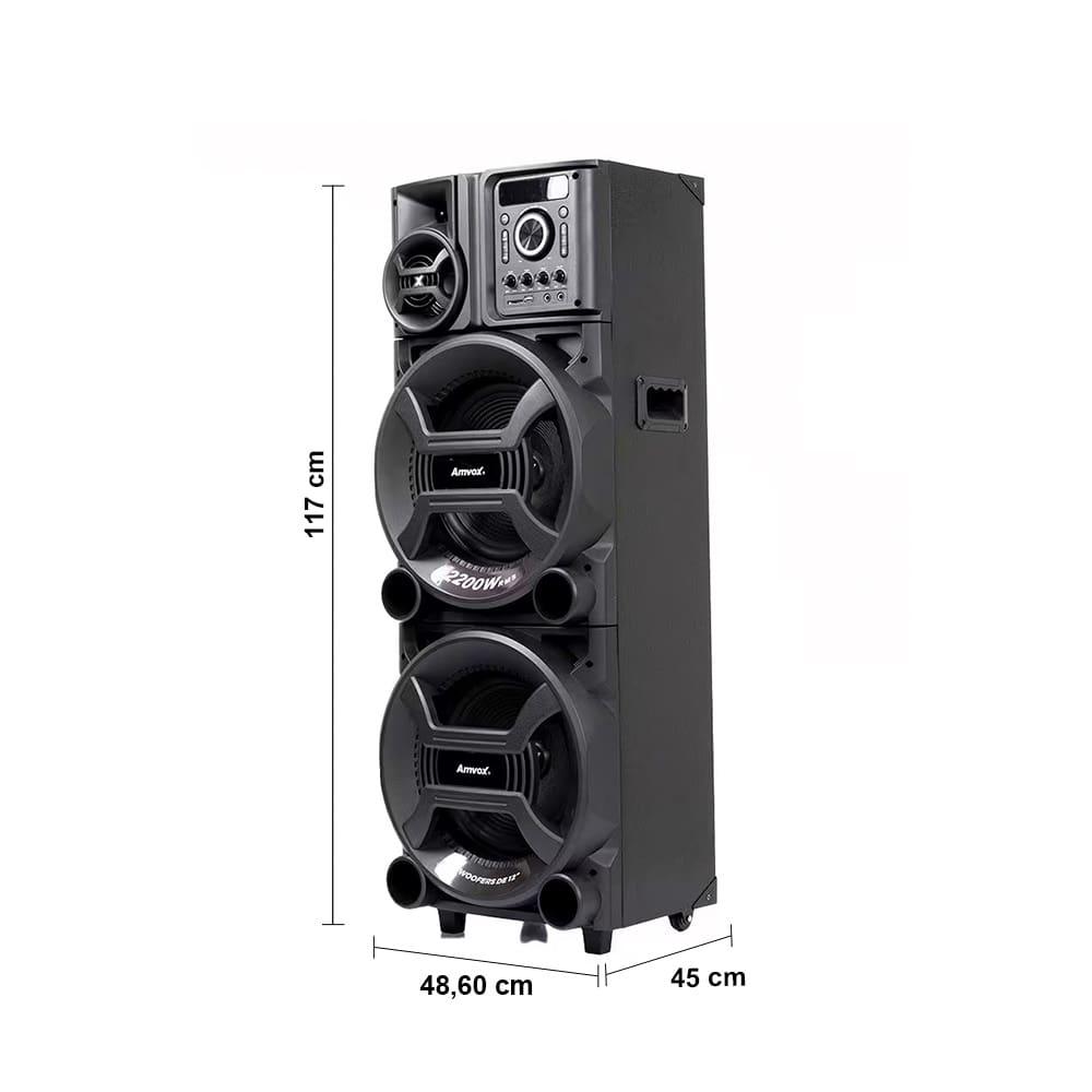 Caixa Amplificadora Amvox Pesadão Black ACA 2201 com Bluetooth, Entradas USB, Microfone e Instrumentos - 2200W - 10