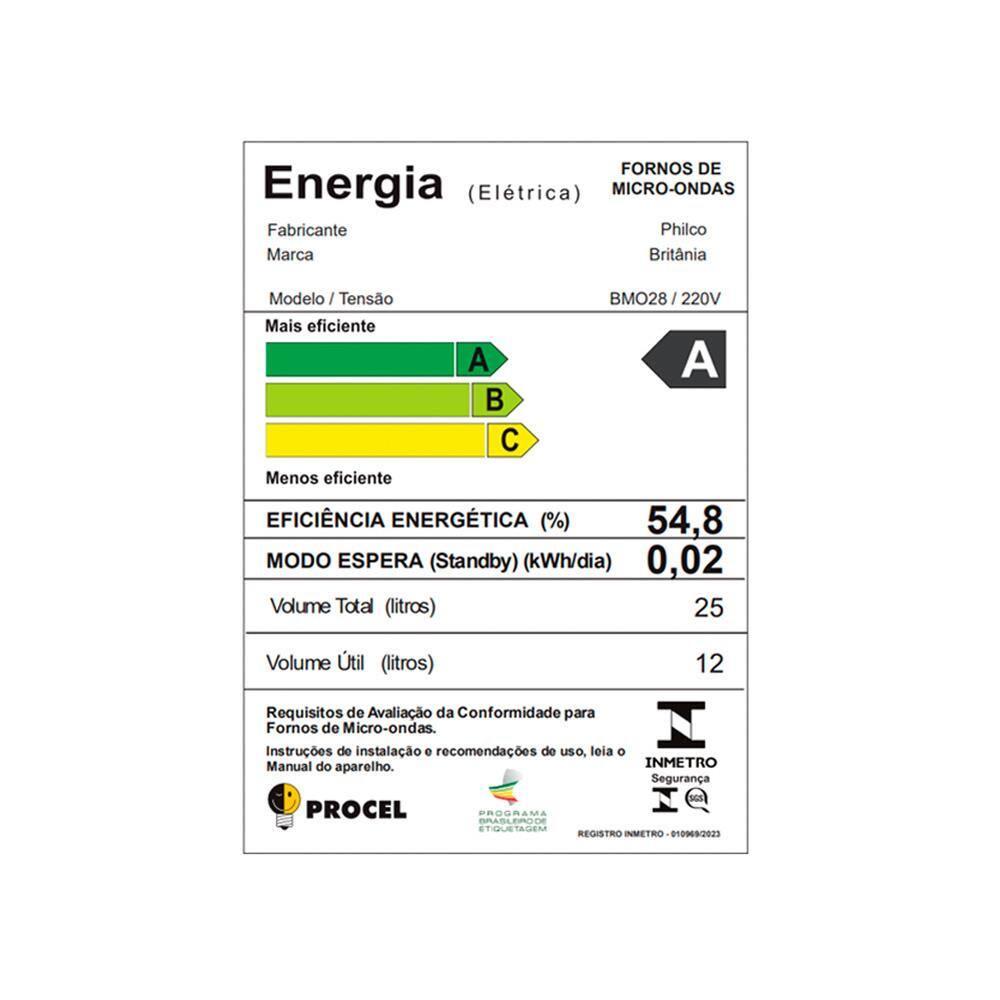 Micro-ondas Britânia BMO28 com Função Timer e Descongelar – 25L - 6