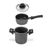 Mini Cuscuzeira Multiflon em Alumínio com Cabo TPA Versátil - Cinza - 2