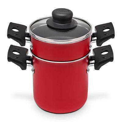 Mini Cuscuzeira Multiflon em Alumínio com Alça TPA Versátil - Vermelho