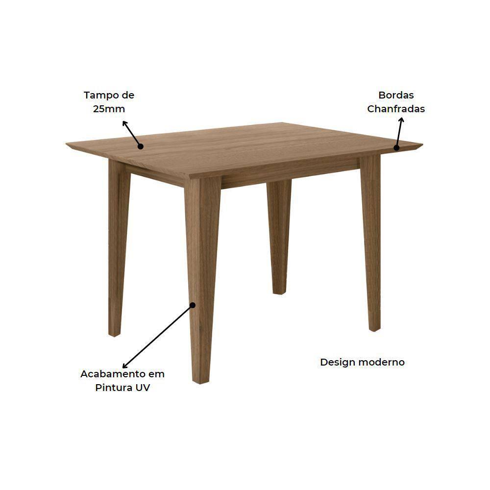 Mesa de Jantar Retangular Poliman Belle com 4 Cadeiras Revestidas em Suede - 4