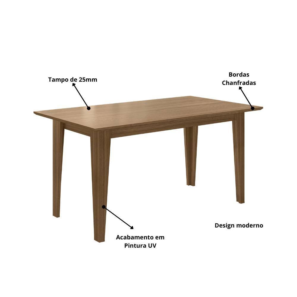 Mesa de Jantar Retangular Poliman Goya com 6 Cadeiras Revestidas em Suede - 4