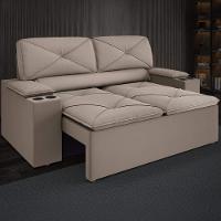 Sofá 2 lugares DDS Next Pop com Assento Retrátil e Encosto Reclinável em Veludo Suede com porta copos - 154cm de Largura - 1