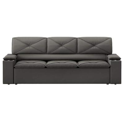 Sofá 3 lugares DDS Next Pop com Assento Retrátil e Encosto Reclinável em Velosuede com porta-copos - 205cm de largura