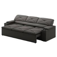 Sofá 3 lugares DDS Next Pop com Assento Retrátil e Encosto Reclinável em Velosuede com porta-copos - 205cm de largura