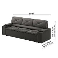 Sofá 3 lugares DDS Next Pop com Assento Retrátil e Encosto Reclinável em Velosuede com porta-copos - 205cm de largura - 5