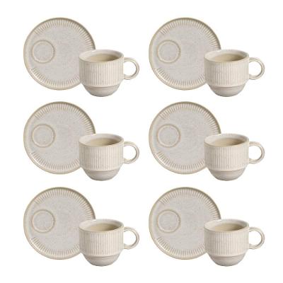 Conjunto de Xícaras de Chá Empilháveis com Pires Porto Brasil Latte – 230 ml