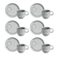 Conjunto de Xícaras de Chá Empilháveis com Pires Porto Brasil Titanium 6 peças - 230 ml - 1