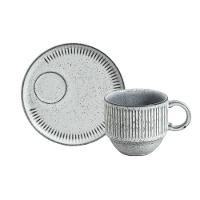 Conjunto de Xícaras de Chá Empilháveis com Pires Porto Brasil Titanium 6 peças - 230 ml - 2