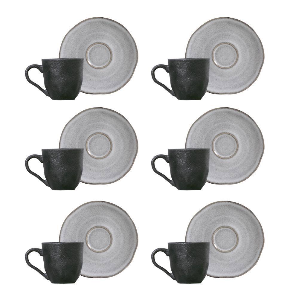 Conjunto de Xícaras de Café com Pires Porto Brasil Orgânico Concreto 6 peças - 120 ml - 1