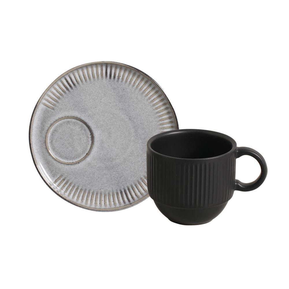 Conjunto de Xícaras de Chá Empilháveis com Pires Porto Brasil Dust 6 peças - 230 ml - 2