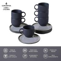 Conjunto de Xícaras de Chá Empilháveis com Pires Porto Brasil Dust 6 peças - 230 ml - 5