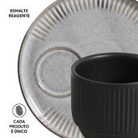 Conjunto de Xícaras de Chá Empilháveis com Pires Porto Brasil Dust 6 peças - 230 ml - 6