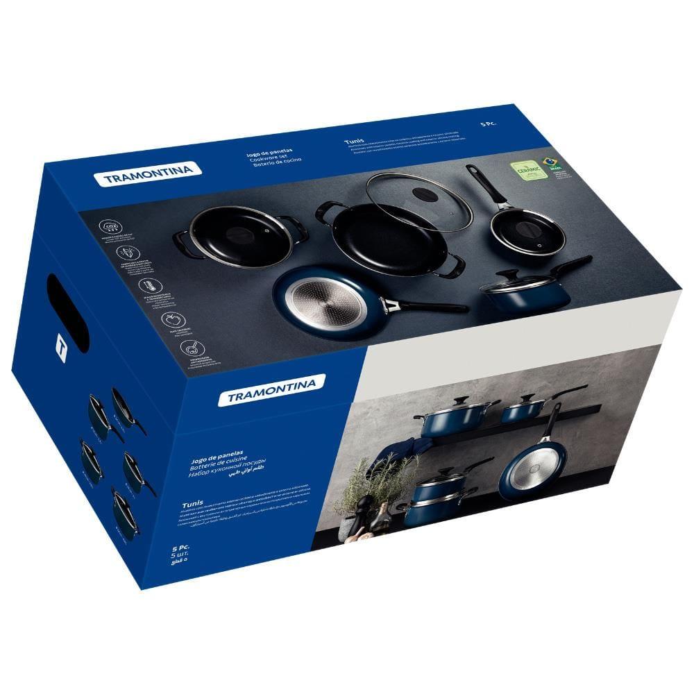 Conjunto de Panelas 5 Peças Tramontina Tunis Antiaderente com Revestimento Cerâmico e Fundo de Indução - Azul - 8