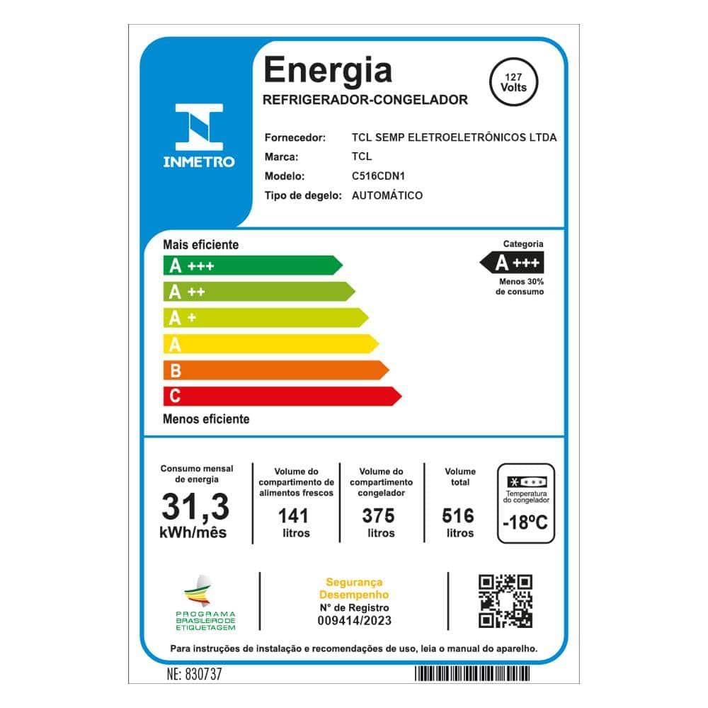 Geladeira TCL Multidoor C516CDN Inverter Frost Free Twin Eco Espaço Flex Metal Cooling Painel Digital com 4 Portas Inox - 516L - 5