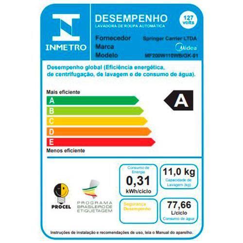 Lavadora de Roupas Midea HealthGuard Smart 11kg MF200W110WB/GK - Titanium - 9