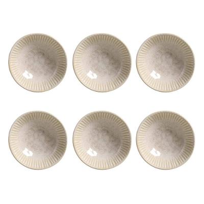 Conjunto de Cumbucas Porto Brasil Cerâmica Linhas Latte Bege 6 peças – 370 ml