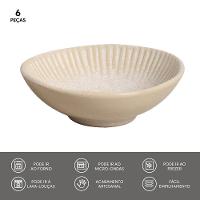 Conjunto de Cumbucas Porto Brasil Cerâmica Linhas Latte Bege 6 peças – 370 ml - 5