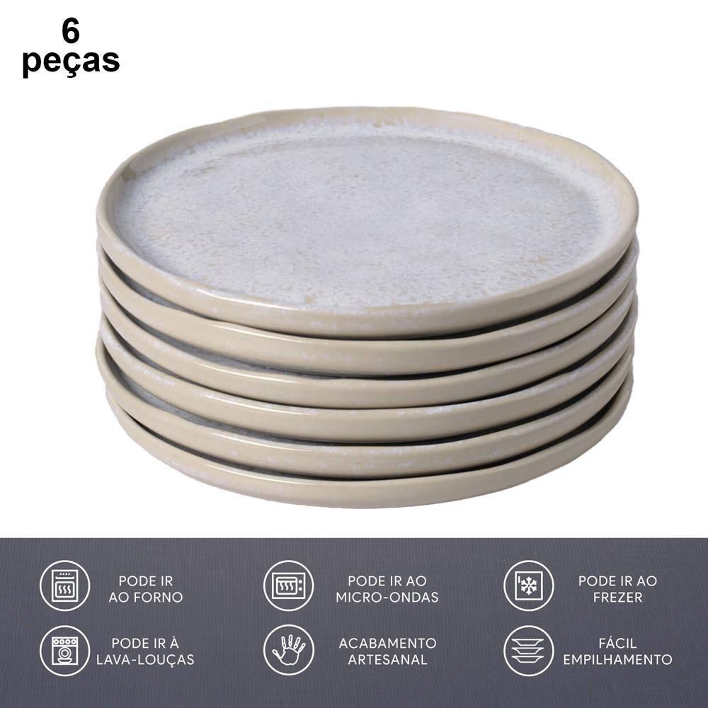 Conjunto de Prato de Pão Porto Brasil Bio Latte 6 peças – Bege - 4