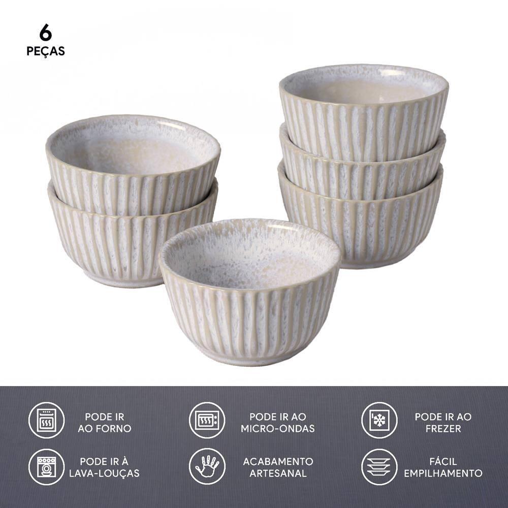 Conjunto de Ramequim Porto Brasil Linhas Latte com 6 Peças 170 ml - Bege - 5