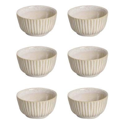 Conjunto de Ramequim Porto Brasil Linhas Latte com 6 Peças 170 ml - Bege