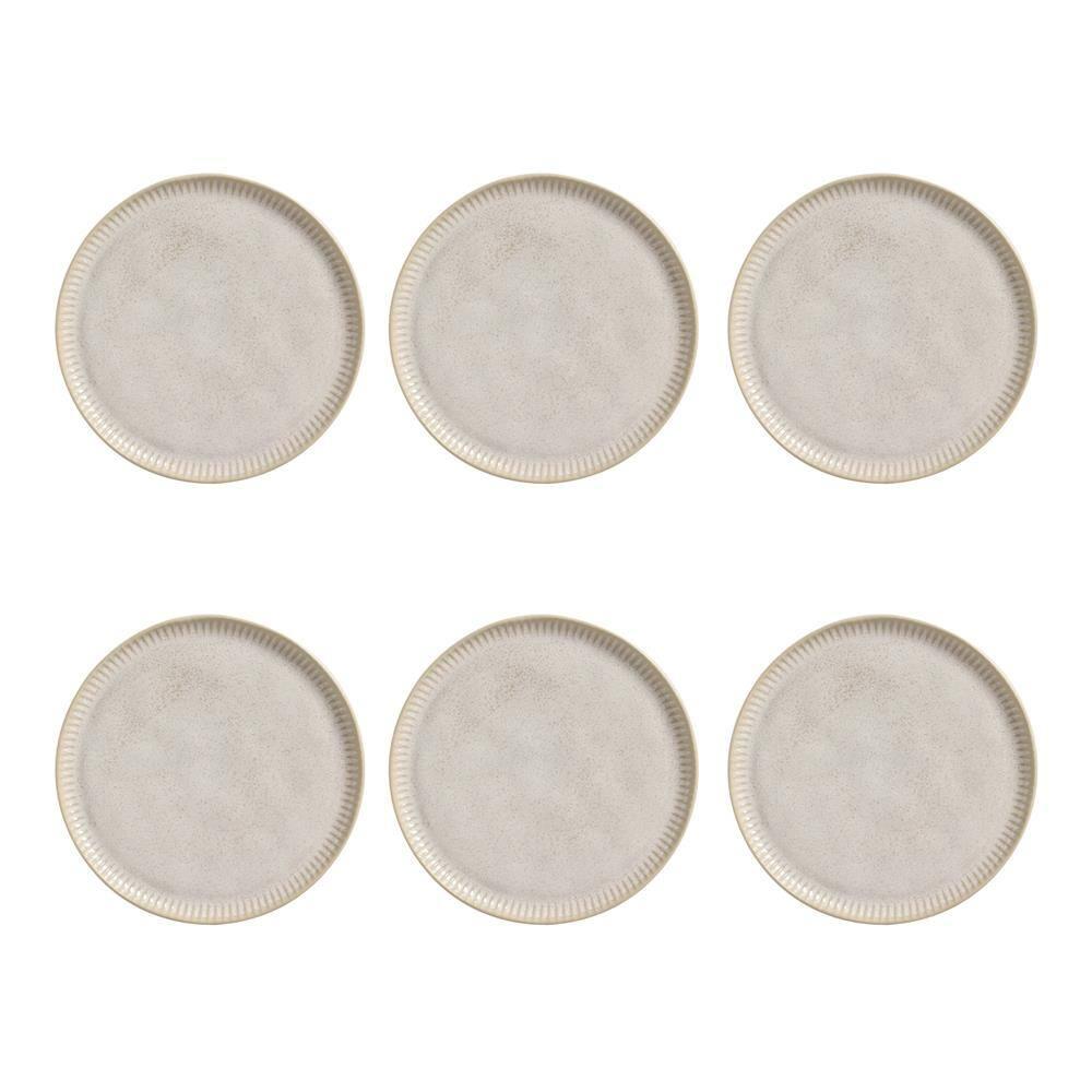 Conjunto de Pratos Rasos Porto Brasil Linhas Latte com 6 Peças - Bege - 1