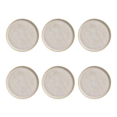 Conjunto de Pratos Rasos Porto Brasil Linhas Latte com 6 Peças - Bege