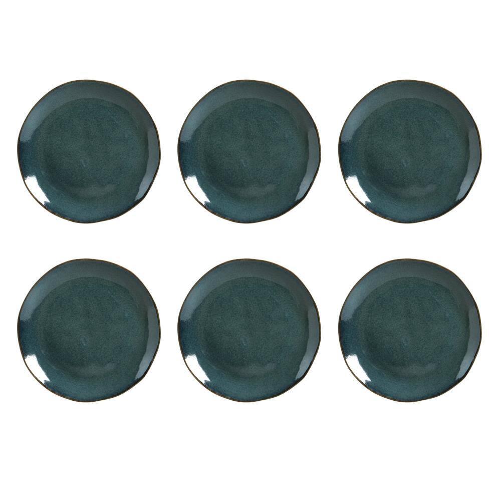 Conjunto de Pratos Rasos Porto Brasil Orgânico Oceano com 6 Peças - Azul - 1