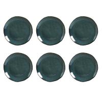 Conjunto de Pratos Rasos Porto Brasil Orgânico Oceano com 6 Peças - Azul - 1